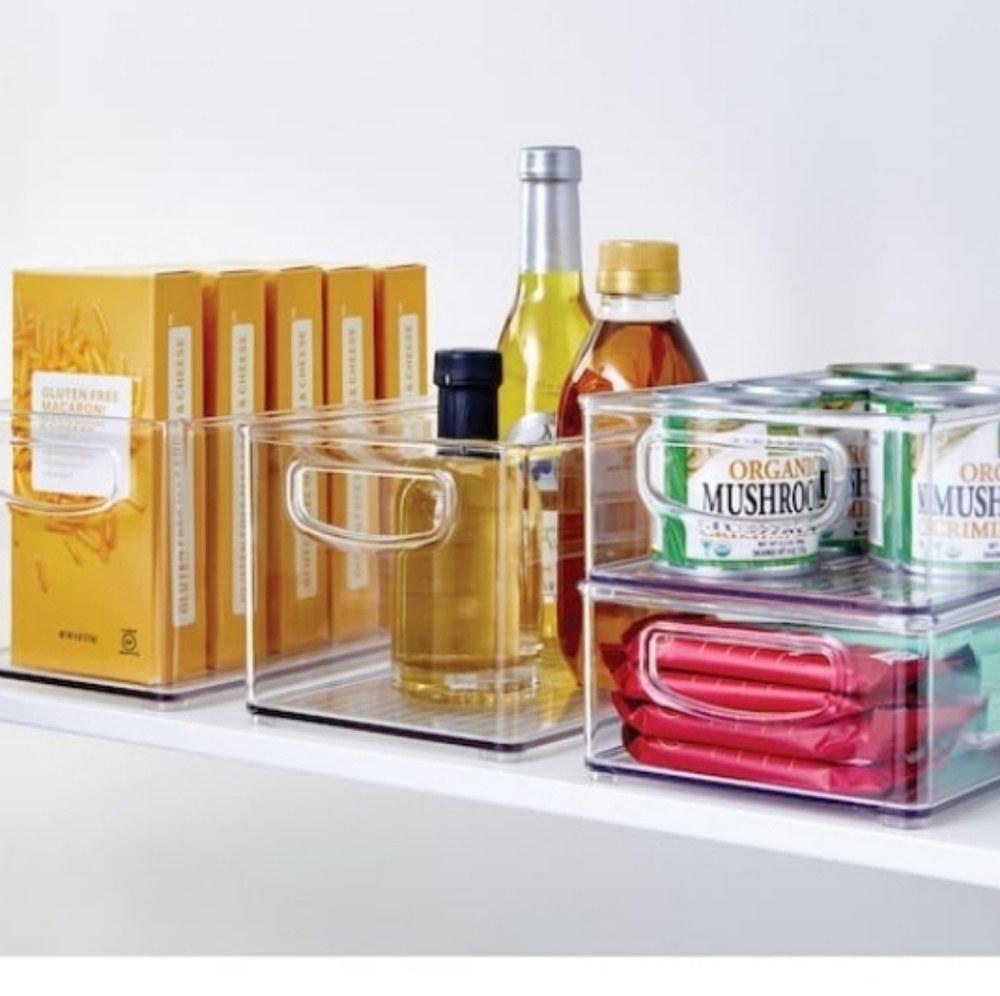 4-Pack Kitchen Bins 6-in W x 5-in H x 10-in D Clear Plastic Stackable Bin